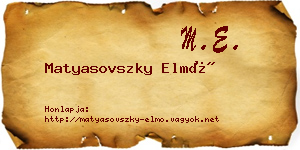 Matyasovszky Elmó névjegykártya